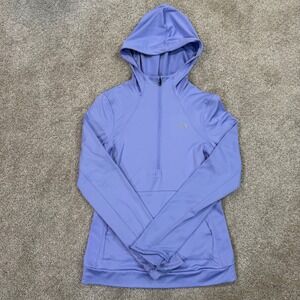 Under Armour ColdGear Womens XS Half Zip Hoodie Purple Fitted Pullover Workout
